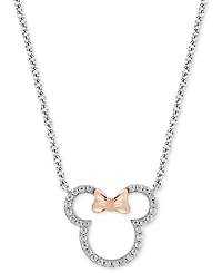 Disney Wonder Fine Jewelry Diamond Minnie Mouse Silhouette Pendant Necklace (1/5 ct. t.w.) in Sterling Silver & Rose Gold-Plate, 15-3/4" + 2" extender
