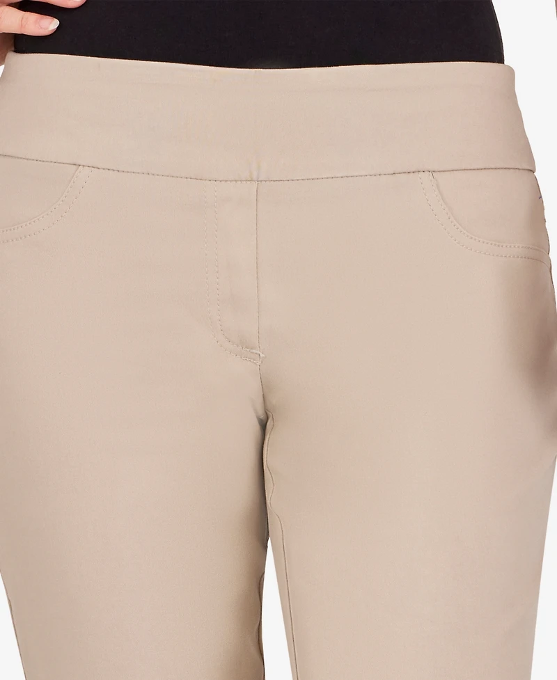 Ruby Rd. Petite Mid-Rise Pull-On Straight Solar Millennium Tech Ankle Pants