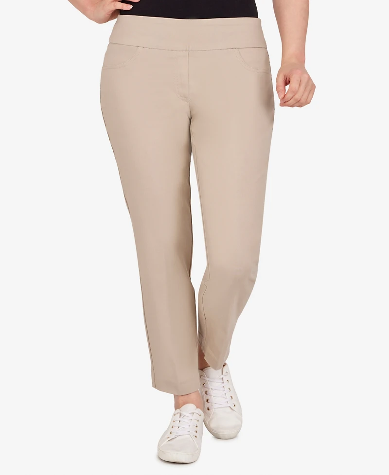 Ruby Rd. Petite Mid-Rise Pull-On Straight Solar Millennium Tech Ankle Pants