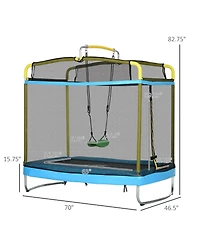 Qaba 3-In-1 Trampoline for Kids, 6.9' Kids Trampoline with Net, Light