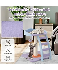 Sugift 19 Inch Mohair Plush Cat Tree with Ladder and Jingling Ball