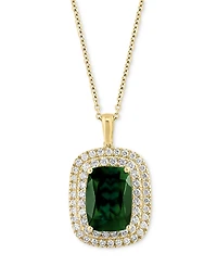 Effy Lab Grown Emerald (6-1/5 ct. t.w.) & Lab Grown Diamond (1 ct. t.w.) 18" Pendant Necklace in 14k Gold