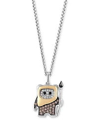 Star Wars Wonder Fine Jewelry Multicolor Diamond Ewok 18" Pendant Necklace (1/5 ct. t.w.) in Sterling Silver & Gold-Plate
