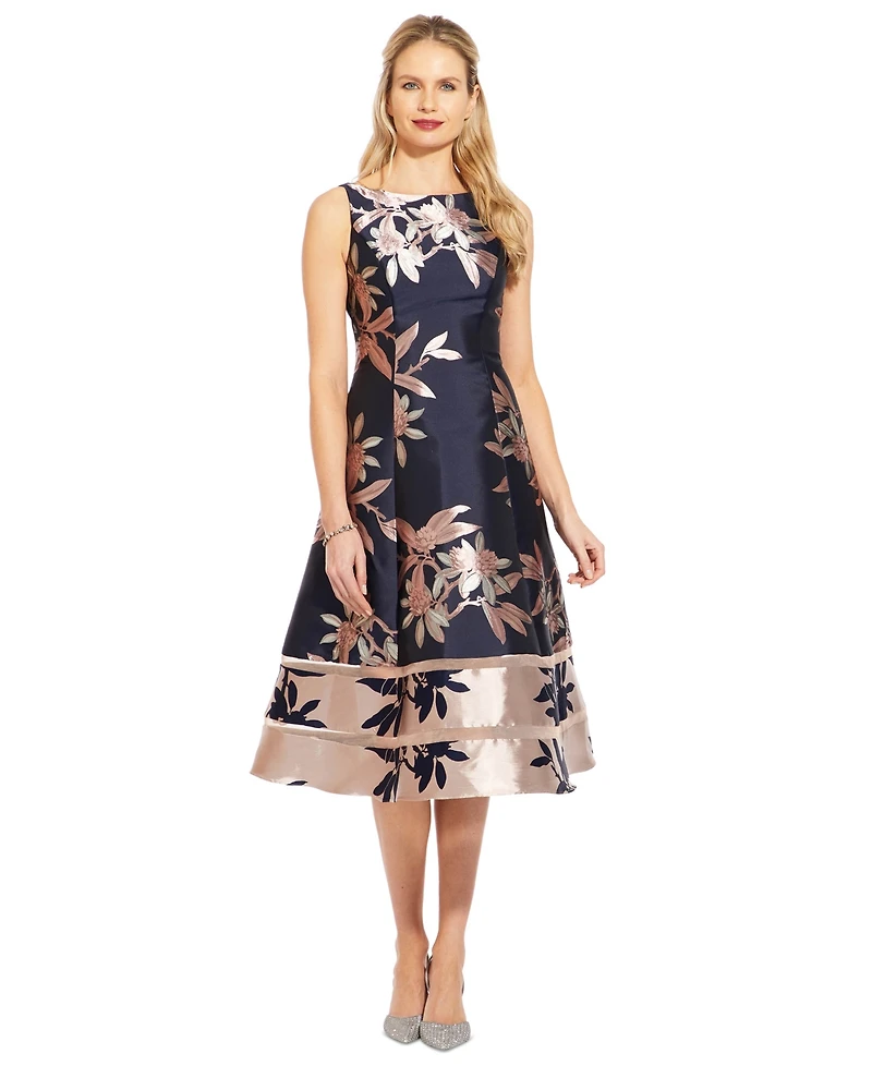 Adrianna Papell Jacquard A-Line Dress