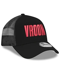 Men's New Era Black Nascar Vroom 9FORTY A-Frame Adjustable Trucker Hat