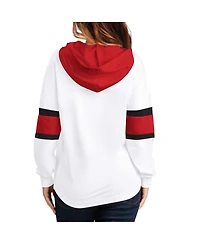 Women's G-iii 4Her by Carl Banks White, Red Carolina Hurricanes Goal Zone Long Sleeve Lace-Up Hoodie T-shirt