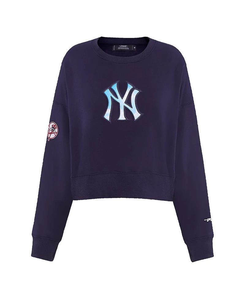 Women's Pro Standard Navy New York Yankees Painted Sky Pullover Sweatshirt