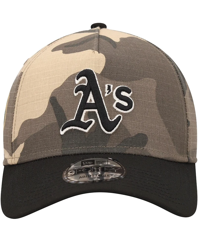 Men's New Era Oakland Athletics Camo Crown A-Frame 9FORTY Adjustable Hat