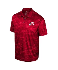 Men's Colosseum Red Utah Utes Daly Print Polo Shirt
