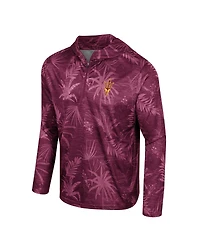 Men's Colosseum Maroon Arizona State Sun Devils Palms Printed Lightweight Quarter-Zip Hooded Top