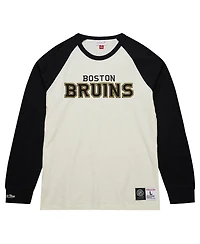 Men's Mitchell & Ness Cream Boston Bruins Legendary Slub Vintage-Like Raglan Long Sleeve T-shirt