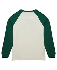 Men's Mitchell & Ness Cream Minnesota Wild Legendary Slub Vintage-Like Raglan Long Sleeve T-shirt