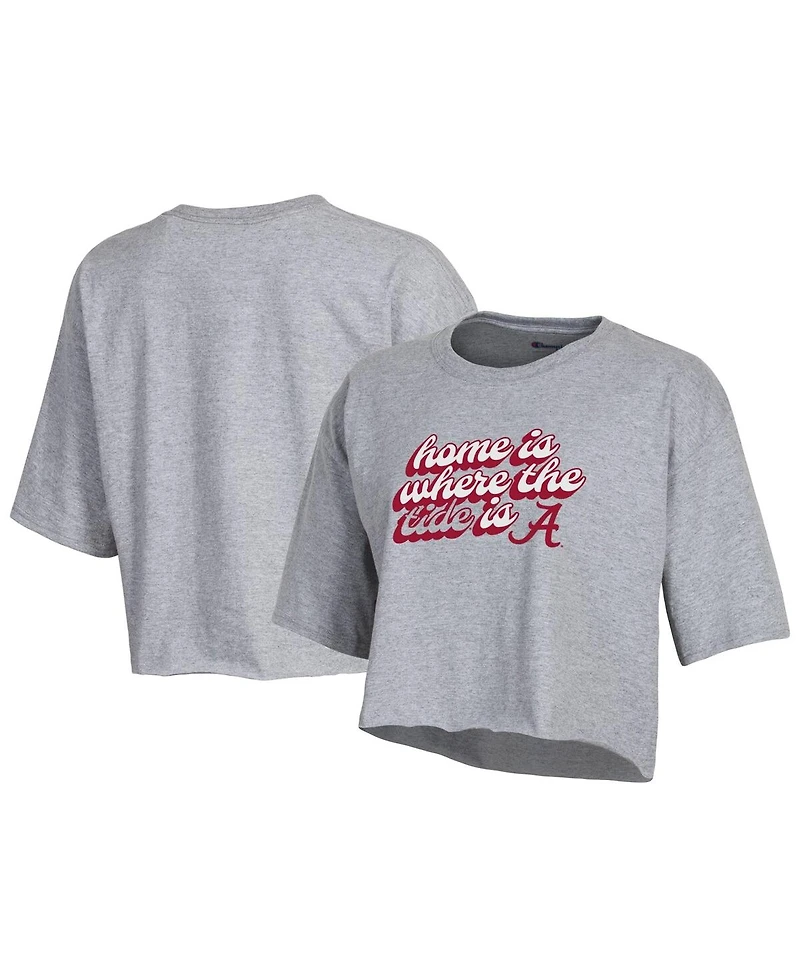 Women's Champion Gray Alabama Crimson Tide Boyfriend Cropped T-shirt