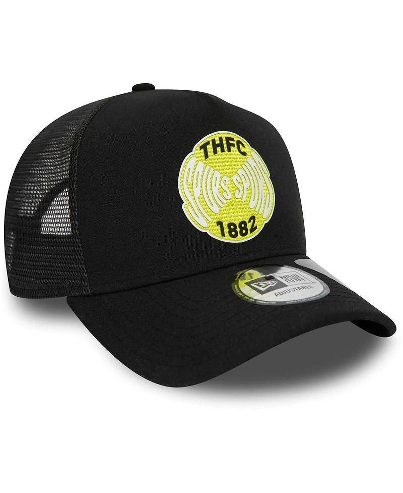 Men's New Era Black Tottenham Hotspur E-Frame Adjustable Trucker Hat