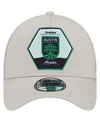 Men's New Era Cream Austin Fc Established Patch 9FORTY A-Frame Trucker Adjustable Hat