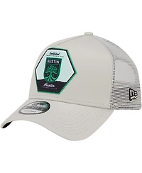 Men's New Era Cream Austin Fc Established Patch 9FORTY A-Frame Trucker Adjustable Hat