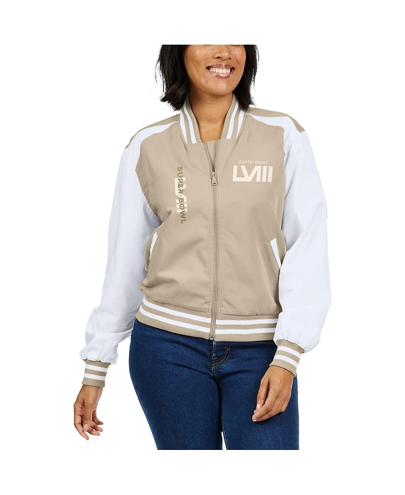 Women's Wear by Erin Andrews Tan Super Bowl Lviii Tonal Full-Zip Jacket