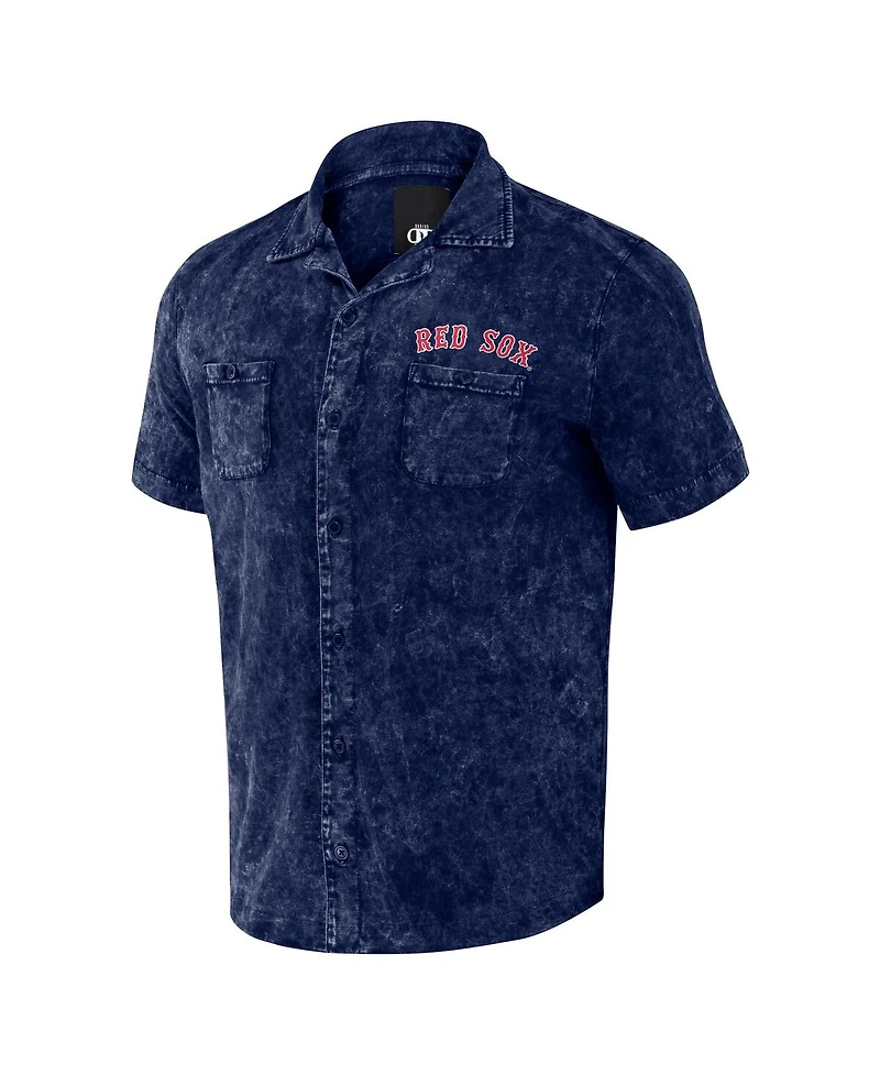 Men's Darius Rucker Collection by Fanatics Navy Distressed Boston Red Sox Denim Team Color Button-Up Shirt