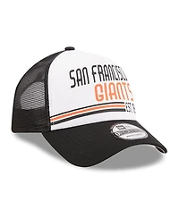 Men's New Era White, Black San Francisco Giants Stacked A-Frame Trucker 9FORTY Adjustable Hat
