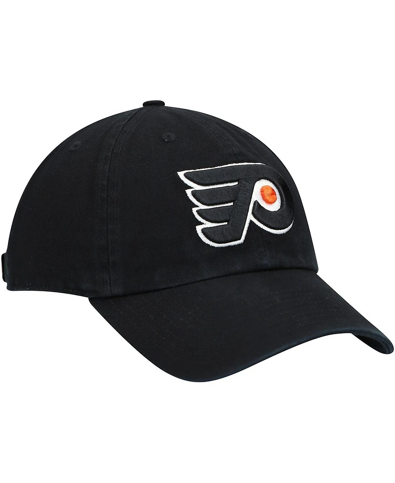 Men's '47 Brand Black Philadelphia Flyers Team Clean Up Adjustable Hat