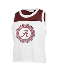 Women's '47 Brand White Distressed Alabama Crimson Tide Premier Zoey Waist Length Tank Top