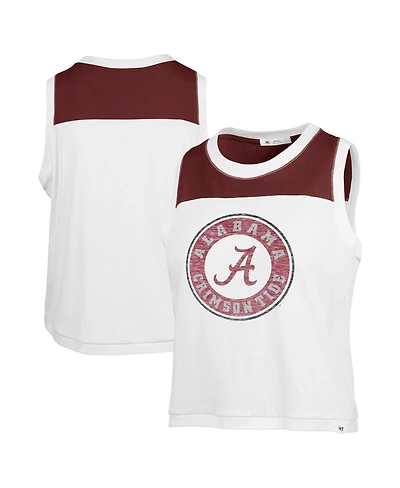 Women's '47 Brand White Distressed Alabama Crimson Tide Premier Zoey Waist Length Tank Top