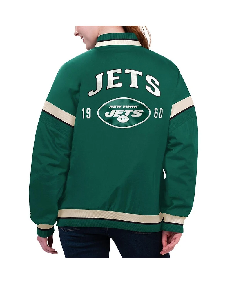Women's Starter Green New York Jets Tournament Full-Snap Varsity Jacket