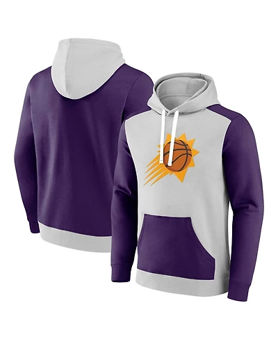 Men's Fanatics Gray, Purple Phoenix Suns Arctic Colorblock Pullover Hoodie