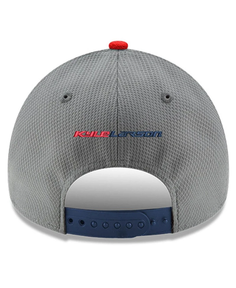 Men's New Era Gray, Navy Kyle Larson Salute 9FORTY Adjustable Hat