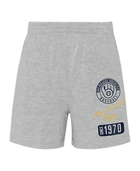 Baby Boys and Girls Gold, Heather Gray Milwaukee Brewers Ground Out Baller Raglan T-shirt Shorts Set