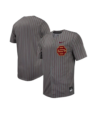 Men's Nike Steel Usc Trojans Pinstripe Replica Full-Button Baseball Jersey