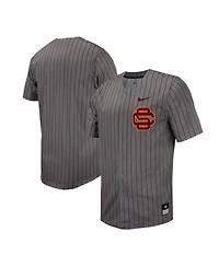 Men's Nike Steel Usc Trojans Pinstripe Replica Full-Button Baseball Jersey