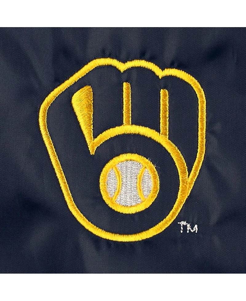 Men's Dunbrooke Navy Milwaukee Brewers Coach's Raglan Full-Snap Windbreaker Jacket