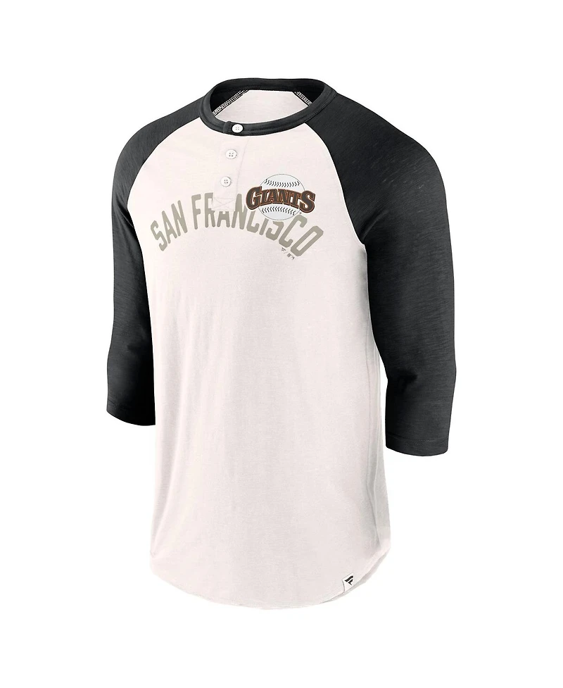 Men's Fanatics White, Black San Francisco Giants Backdoor Slider Raglan 3/4-Sleeve T-shirt