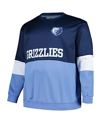 Men's Fanatics Navy, Light Blue Memphis Grizzlies Big and Tall Split Pullover Sweatshirt