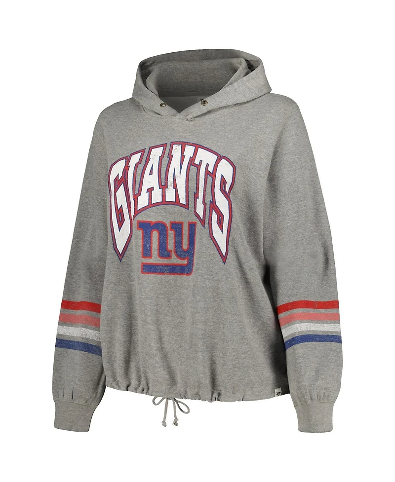 Women's '47 Brand Heather Gray Distressed New York Giants Plus Upland Bennett Pullover Hoodie
