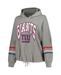 Women's '47 Brand Heather Gray Distressed New York Giants Plus Upland Bennett Pullover Hoodie