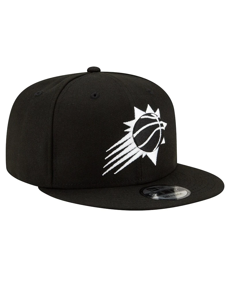 Men's New Era Phoenix Suns Black & White 9FIFTY Snapback Hat