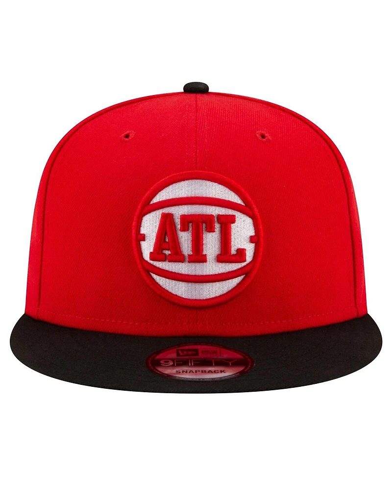 Men's New Era Red, Black Atlanta Hawks Official Team Color 2Tone 9FIFTY Snapback Hat
