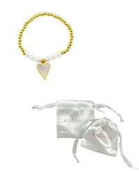 Adornia 14K Gold-Plated Stretch Pearl Bracelet with Mother-of-Pearl Halo Heart