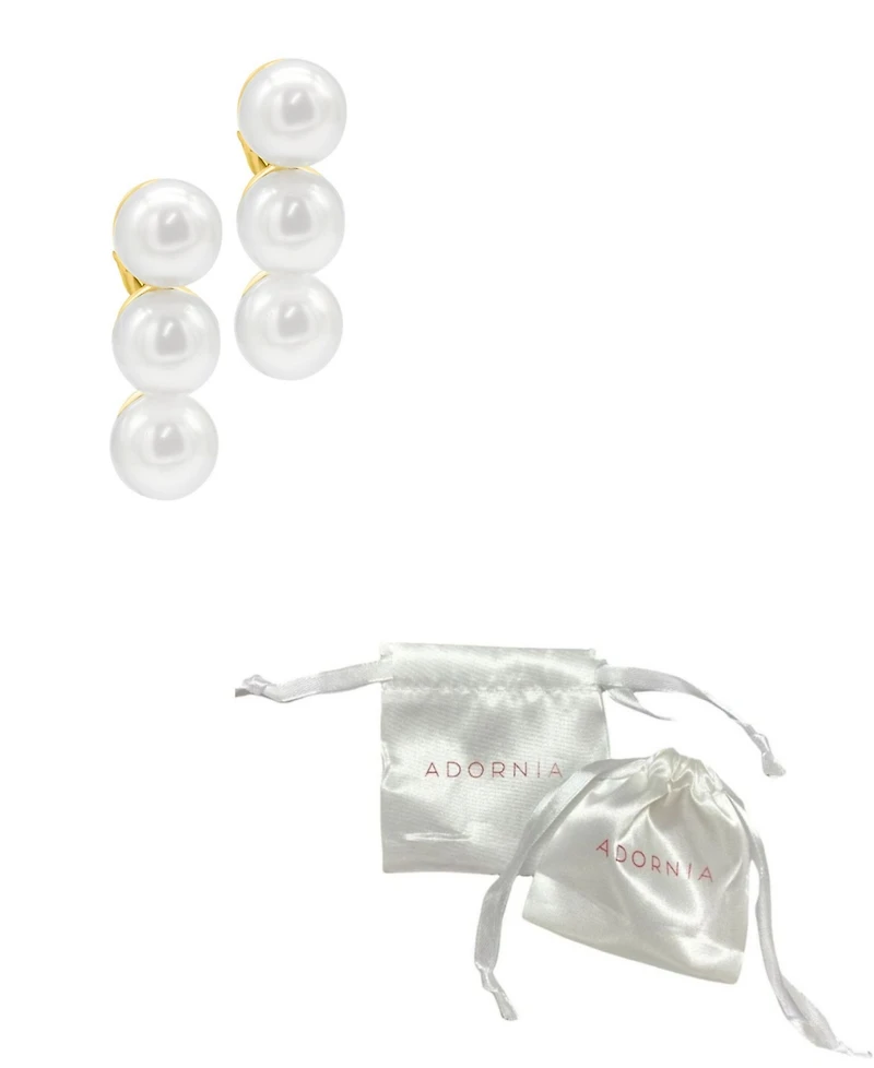 Adornia 14K Gold-Plated Oversized Imitation Pearl Bar Studs Earrings