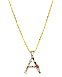 Adornia 14K Gold-Plated Multi Color Stone Initial Necklace