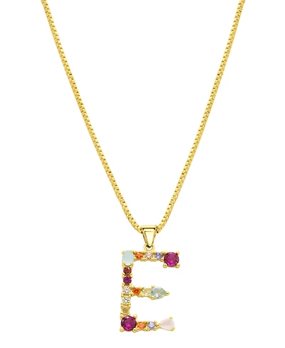 Adornia 14K Gold-Plated Multi Color Stone Initial Necklace