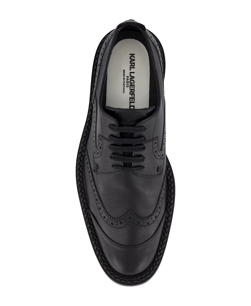 Karl Lagerfeld Paris Men's White Label Leather Wingtip Dress Shoes