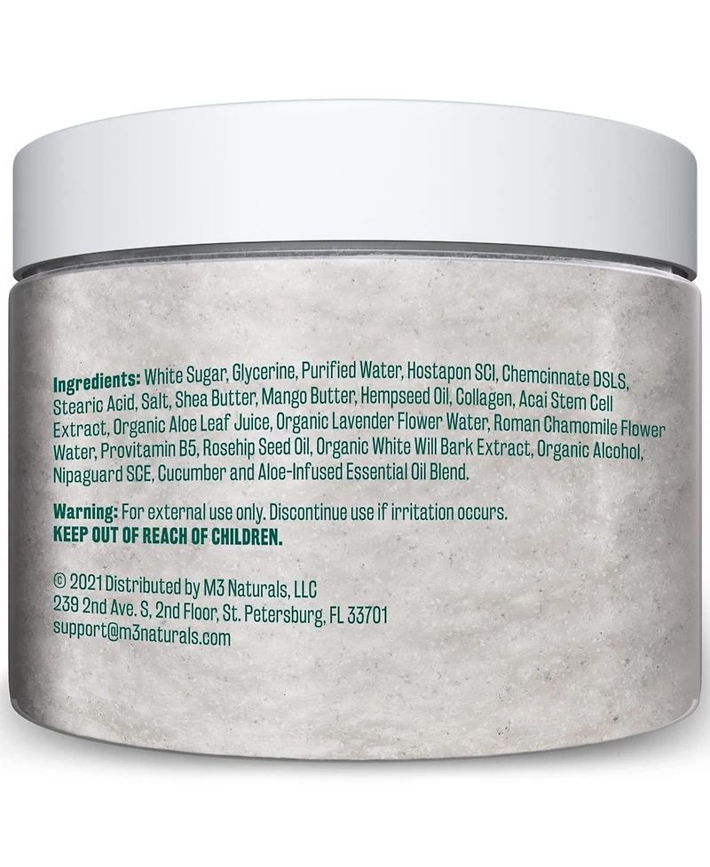 M3 Superfood Exfoliating Body Scrub & Face Scrub Organic Aloe Collagen Shea Butter Stem Cell Cellulite Remover & Stretch Mark Remover Sugar Scrub Body