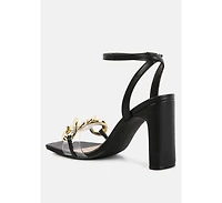 Bottom Kiss Chain Strap Italian Block Heel Sandals