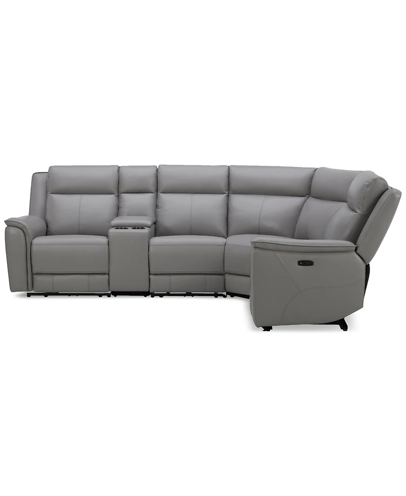 Addyson 117" 5-Pc. Leather Sectional with 3 Zero Gravity Recliners Power Headrests, Created for Macy's