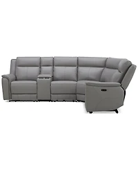 Addyson 117" 5-Pc. Leather Sectional with 3 Zero Gravity Recliners Power Headrests, Created for Macy's