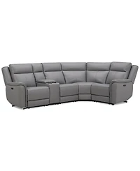 Addyson 117" 5-Pc. Leather Sectional with 2 Zero Gravity Recliners Power Headrests, Created for Macy's
