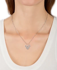 Disney Wonder Fine Jewelry Diamond Cluster Mickey Mouse Heart 18" Pendant Necklace (1/6 ct. t.w.) in Sterling Silver